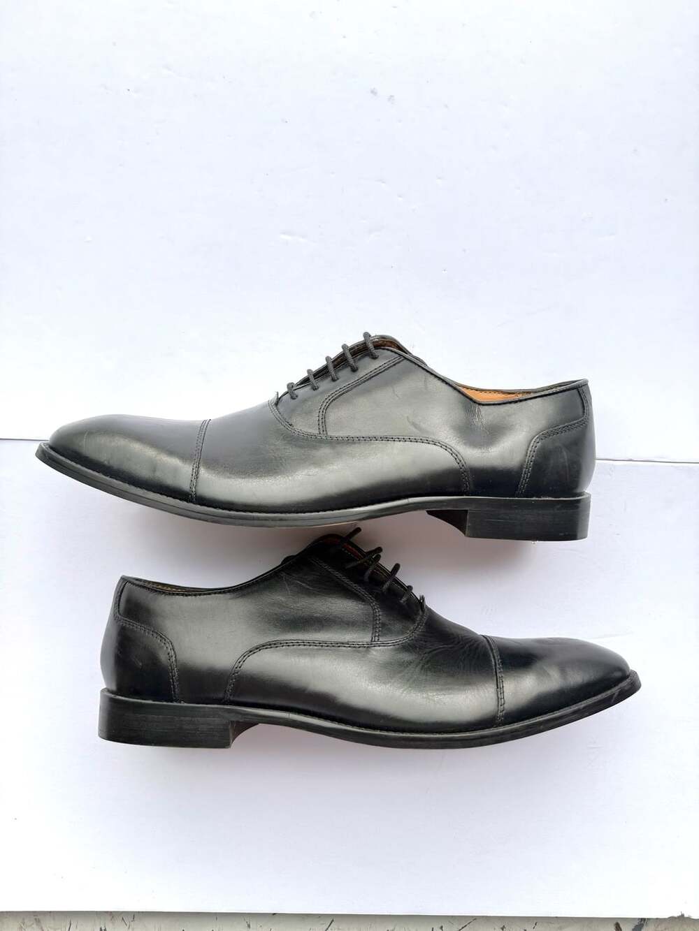 Steve Madden Men's P-Quins Black Leather Cap Toe Oxford Dress Shoes Size 10.5D